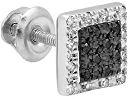 0,08 Karat (ctw) Sterling Silber Rund Weiß & Schwarz Diamant Micro pave Ohrstecker (nur 1 Stück)