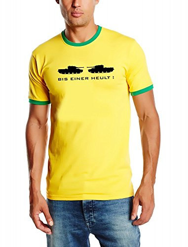 Coole-Fun-T-Shirts Bis Einer heult ! T-Shirt Ringer, gelb-Green, S