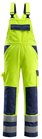 Mascot Herren Warnschutz Latzhose Barras MASCOT Safe Compete, Hi-vis-gelb Marine, 44 EU