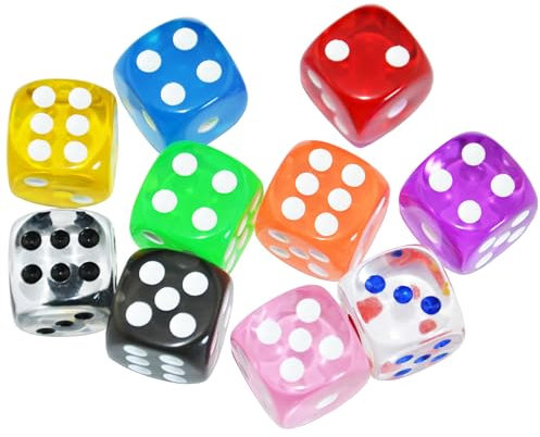 Smartdealspro 10-Pack D6 Six Sided 16 mm Dadi Die per DND, MTG, RPG, Tenzi, Yahtze, Bunco, Giochi da Tavolo, Insegnamento di Matematica