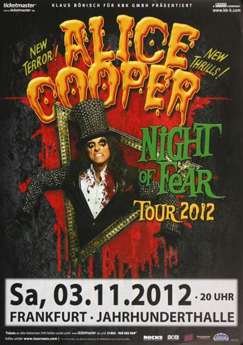 Alice Cooper - Night of Fear, Frankfurt 2012 » Konzertplakat/Premium Poster | Live Konzert Veranstaltung | DIN A1 «