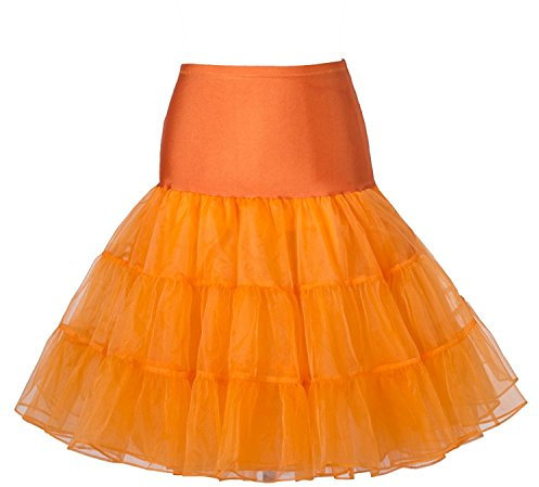 Boolavard Petticoat Underskirt Retro Vintage 50 Balançoire 1950 Rockabilly Blanc, Noir, Bleu, Rose, Rouge (L-XL, Orange)
