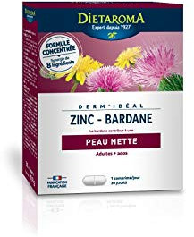 Dietaroma - Dermideal complexe zinc bardane cure 1 mois - 30 comprimés - Beauté de la peau