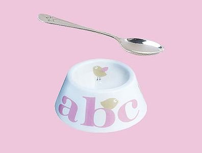 Tweet Rose bébé Porcelaine anglaise Coquetier et cuillère Plaqué argent Lot de baptême – fabriqué en Stoke-on-trent