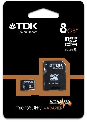TDK 8GB Class 10 Micro SDHC Memory Card with Adapter