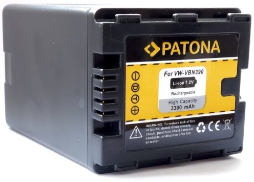 PATONA VW-VBN390 Akku 3300mAh 7.2V Ersatzakku kompatibel mit Panasonic HDC-SD800 SD900 SD909 TM900 HS900 HC-X800 HC-X810 HC-X900 HC-X900M HC-X909 HC-X910 HC-X920 VWVBN390 VBN-390 VBN 390