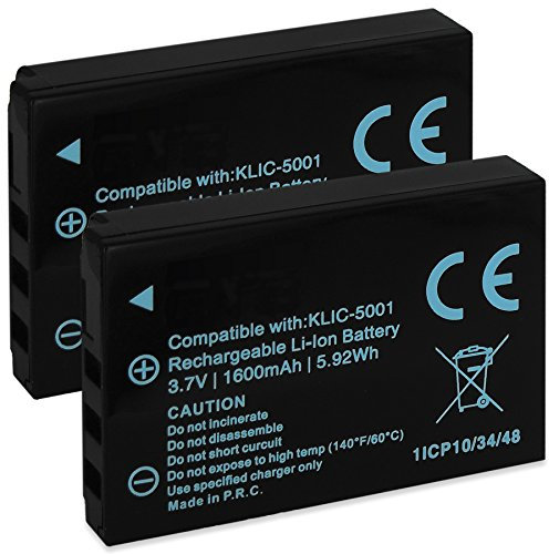 2X Batteries Klic-5001 pour Kodak Easyshare DX6490, DX7440, DX7590, DX7630