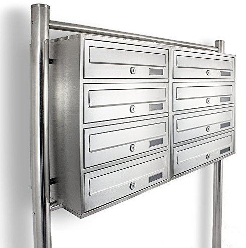 Bituxx Edelstahl Stand-Briefkastenanlage Postkasten Letterbox Mailbox Doppelt mit 8 Fächer