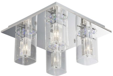 Brilliant Lucida Deckenleuchte, 4-flammig mit Fernbedienung, mit LED, inklusiv 4x G4 20W, chrom/transparent G27835/15