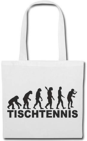 Reifen-Markt Tasche Umhängetasche TISCHTENNIS - TISCH TENNIS - PING PONG - TISCHTENNISBALL - TISCHTENNISSCHLÄGER Einkaufstasche Schulbeutel Turnbeutel in Weiß
