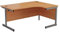 Office Hippo Heavy Duty Office Desk, Right Corner Desk, Strong & Reliable Workstation, Office Table With Integrated Cable Ports, PC Desk For Office or Home - Beech Top / Silver Frame