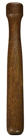 Winco Wooden Muddler, Lacquered Walnut, Brown, Medium