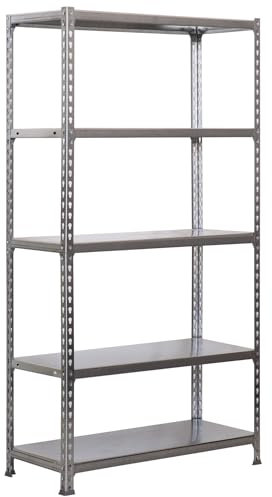 Simon Rack Schwerlastregal, 2000x1000x300 mm, Bis 180 kg Belastbar, 5 Verstellbare Ablagen, Kellerregal, Lagerregal, Verzinkt - Simonclick