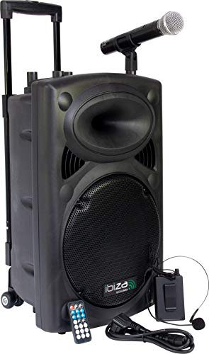 Ibiza Sound PORT12UHF-BT - Megafonía portátil, 12 pulgadas, color negro