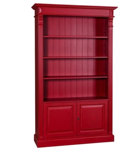 Casa Padrino Landhaus Bücherschrank B 109 x H 210 cm Bücherregal Regal Schrank - Art Deco Jugendstil Hotel Massivholz Möbel, Farbe:Rot