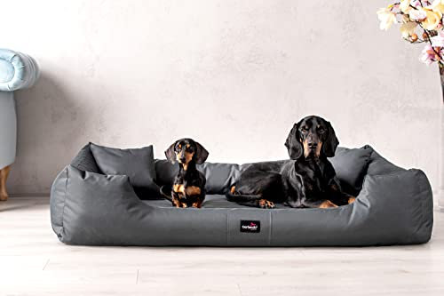 tierlando Moritz Komfort Hundebett Hundesofa M - XXXL 90 110 130 160 185 cm Größe: M5 / XL 120cm | Bezug: Polyester 600D | Farbe: 02 Graphit-Grau