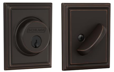 Schlage Addison Single Cylinder Front Door Deadbolt, Aged Bronze