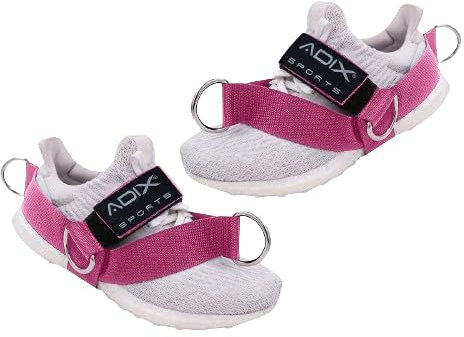 ADIX Sports - 2 Piece Shoe Cover Pull Belt, 4 Connection Points Attachment Ankle Strap, Glute Kickback Leg Exercise, Abductors Resistance for Cable Machines, (Pink)