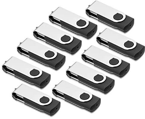 USB Sticks 1GB 10 Stück, AreTop USB 2.0 1GB 10 Stück 360 Grad USB Stick High Speed Datenspeicher Memory Stick (Schwarz)