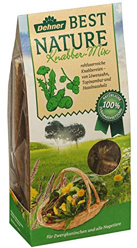 Dehner Best Nature Nagersnack, Knabber-Mix 100 % natürlich, für Zwergkaninchen / Nager, Löwenzahn, 90 g
