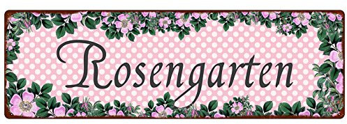 Interluxe METALLSCHILD Blechschild ROSENGARTEN Frühling Geschenk Spruch Dekoschild