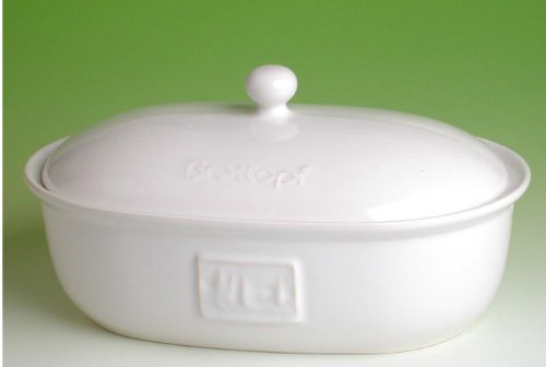 Brottopf oval weiß mit seitlichen Belüftungslöchern