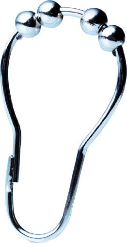 RIDDER 49550 Duschvorhangringe mit Gleitsystem aus Metall, 4 chrom Kugeln, 12 Stück passend für Duschvorhang 180 x 200 cm