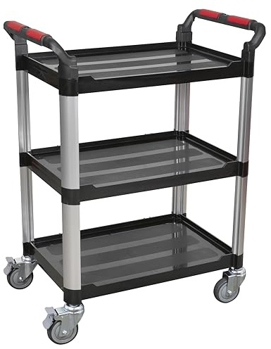 Sealey CX309 3-Level Composite Workshop Trolley, 750mm x 460mm x 980mm, Black