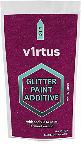 v1rtus Glitter Paint Additive - Dark Rose Pink | Metallic Flakes for Adding Sparkle to Paints & Wood Varnish | Add to Emulsion, Acrylic & Latex for Indoor Sparkly Walls | 100 g