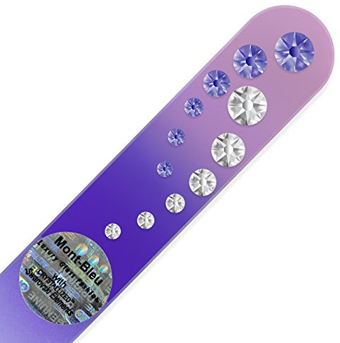 Mont Bleu Crystal Nail File hand decorated with crystals from Swarovski® | Universal Size, Hand Made, Czech Tempered Glass, Lifetime Guaranty