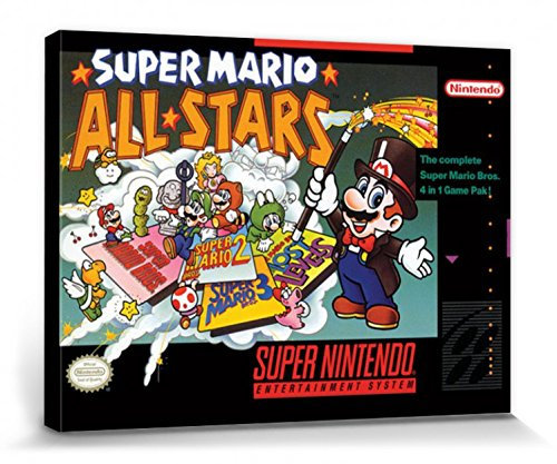 Nintendo 1art1 Poster Super Super Mario Allstars Bilder Leinwand-Bild Auf Keilrahmen | XXL-Wandbild Poster Kunstdruck Als Leinwandbild 40x30 cm