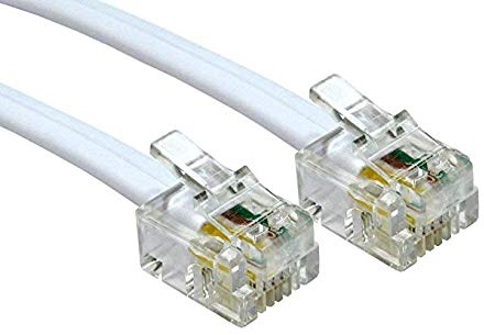 Consoletronic 20m ADSL Cable - Premium Quality/Gold Plated Contact Pins/High Speed Internet Broadband/Router or Modem to RJ11 Phone Socket or Microfilter/White