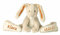 Elefantasie Stofftier Hase mit großen Füßchen mit Namen und Geburtsdatum personalisiert Geschenk beige orange 42cm