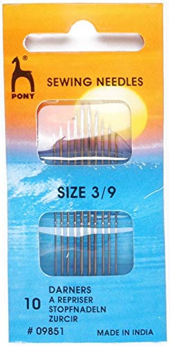 Pony Gold Eye Sewing Needles: Darners Size 3-9, Multi-Colour