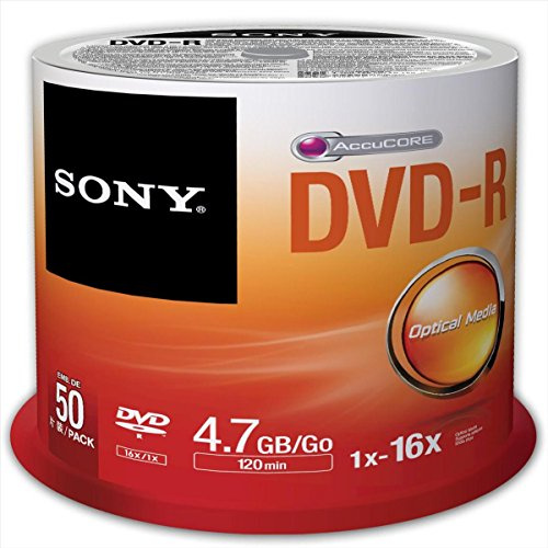 Sony 50DMR47SP DVD-R Rohlinge (16x Speed, 4,7GB, 120 Min, 50-er Stück Spindel)