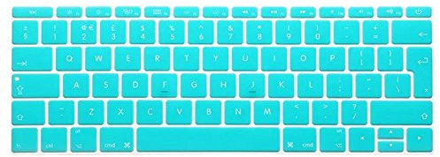 Se7enline Compatible with 2016 2017 2018 Macbook Pro 13 Keyboard Cover Model A1708 Silicone Keyboard Cover Macbook Pro 13 inch [No Touch Bar Version (UK Layout), Candy Blue/Turquoise Blue