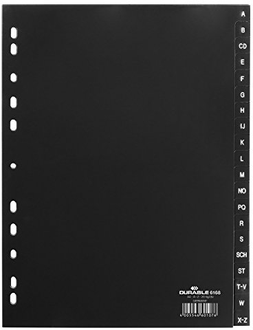 10er Pack Durable 616801 Register PP DIN A4 A-Z, 20-teilig (DIN A4 A-Z | 10 Stück, schwarz)