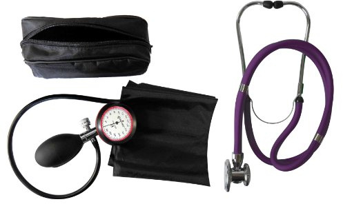 Blutdruckmessgerät Oberarm 1-Schlauch + Stethoskop Rappaport/Doppelkopf Stethoskop violett 1 Stück (= 1 Set - 2 Artikel) Klinikqualität
