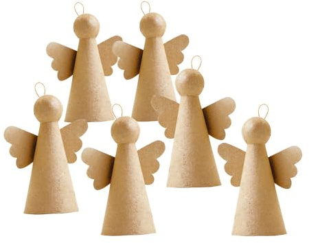 6 Engel aus Pappmaché Papp-Figur Karton 3D-Figur