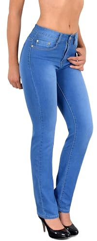 ESRA Damen Jeans Hose Damen Jeanshose gerader Schnitt Straight bis Übergrösse G400