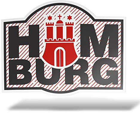 erreinge Aufkleber Hamburg Deutschland Souvenirs Shaped Adhesive PVC für Abziehbild Tapete Auto Moto Helmet Camper Laptop - 35 cm