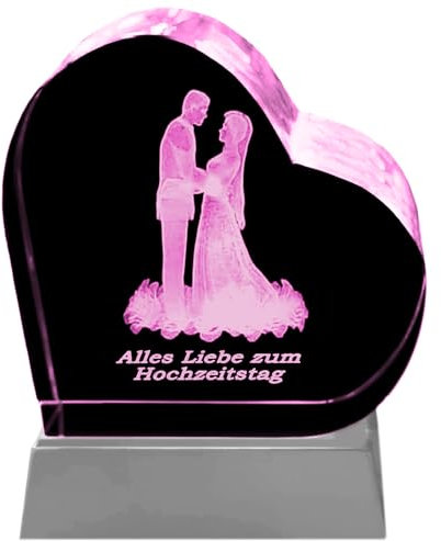 Kaltner Präsente Stimmungslicht LED Kerze/Kristall Glasblock in Herz Form / 3D-Laser-Gravur/Hochzeitstag/Hochzeitstagsgeschenk/Ich Liebe Dich