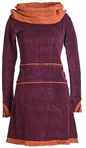 Vishes - Alternative Bekleidung - Samtkleid mit Kapuzenkragen dunkelrot 40