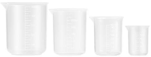 NUOLUX 4pcs Plastic Graduated Beakers 50ml 150ml 250ml 500ml(Transparent)