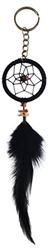 Schwarz Feder Dreamcatcher Traumfänger Ø 2,4 cm klein Schlüsselanhänger