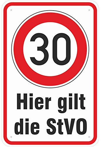 Aufkleber Hier gilt die StVO 30 kmh fahren PVC Folie selbstklebend 20 x 30 cm