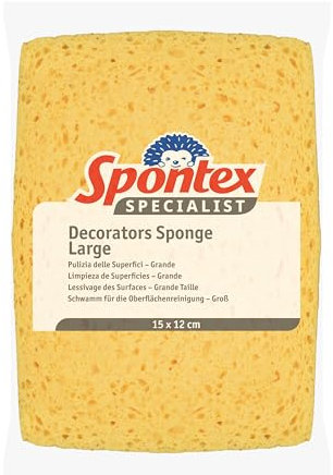 Spontex Decorators Sponge | Large: 15 x 12 cm | For Washing Walls, Wallpaper Hanging, Tile Cleaning & More | Super Absorbent Cellulose | 1 Pack