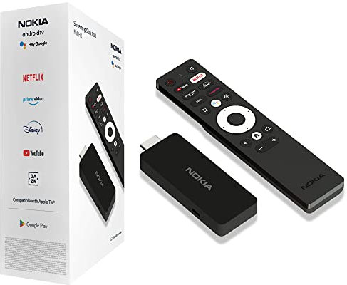 Nokia Streaming Stick 800, Android TV (Chromecast, HDMI, H.264, HEVC H.265, Netflix, Prime Video, Disney+), Schwarz