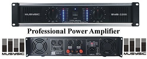 MUSYSIC 2 Channel Power Amplifier Distortion Free and Clear Sound - Professional 2U Chassis Rack Mount Amplifiers for DJs/Experts/Events w/ATR Technology/XLR and 1/4 Inch Inputs - 3200 Watts