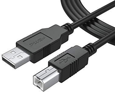 Pwr 6 Ft (1.8m) USB-2.0 Cable Type-A to Type-B High Speed Cord for Audio Interface, Midi Keyboard, USB Microphone, Mixer, Speaker, Monitor, Instrument, Strobe Light System Mac PC Type A to Type B